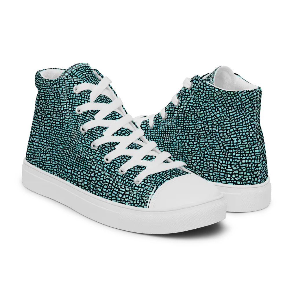 Aqua Shatter on Women's High Top Canvas Shoes — Right