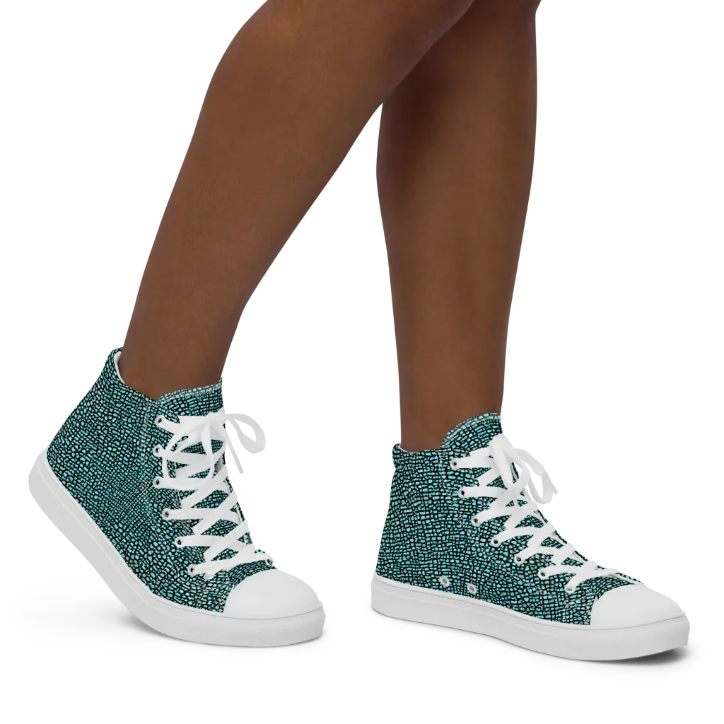 Aqua Shatter on Women's High Top Canvas Shoes — Right