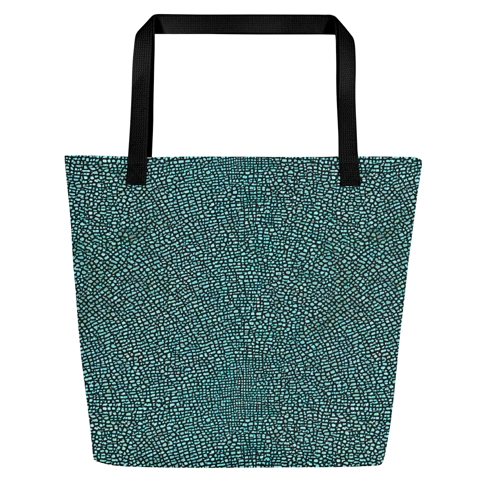 Aqua Shatter on Large Tote Bag W/ Pocket — Front