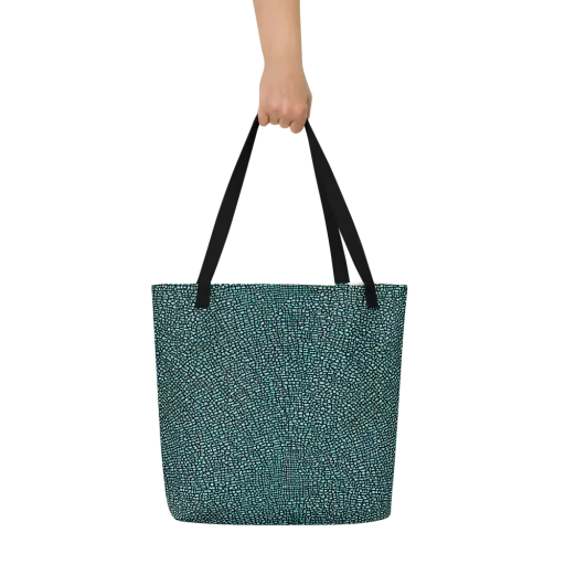 Aqua Shatter on a Large Tote Bag W/ Pocket