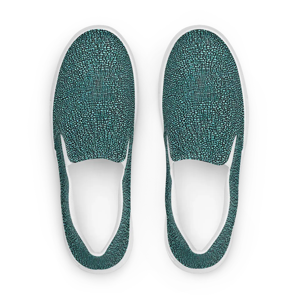 Aqua Shatter on Women's Slip-On Canvas Shoes — Front