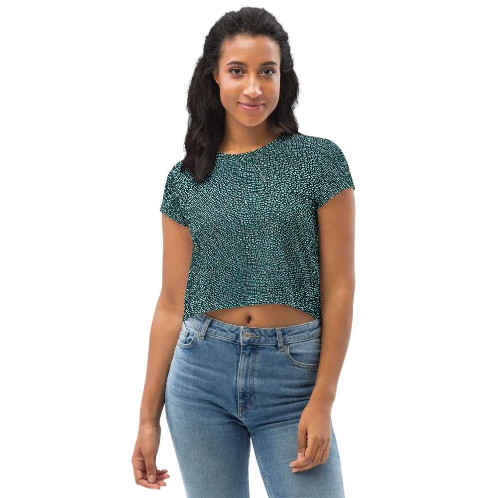 Aqua Shatter on Crop Tee — Front