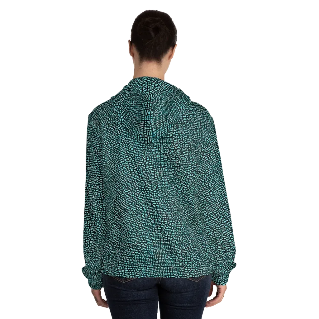 Aqua Shatter on Women's Full-Zip Hoodie — Back On Person