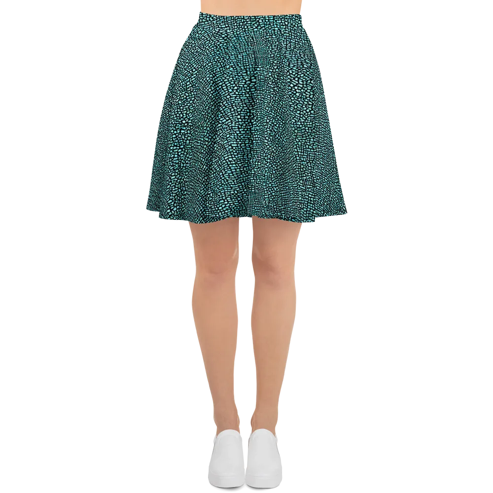 Aqua Shatter on Skater Skirt — Front
