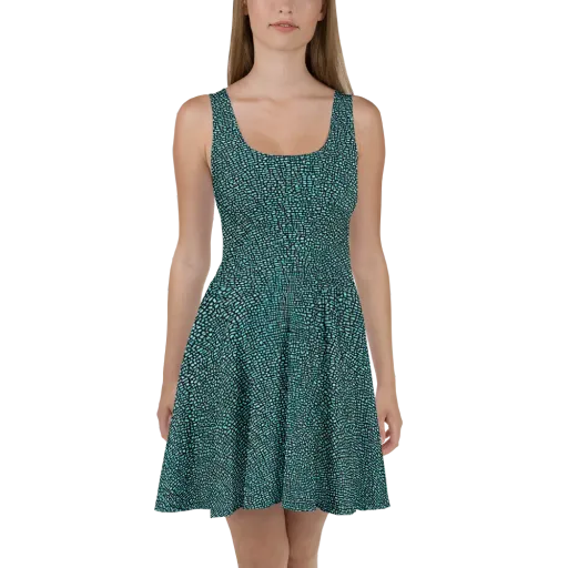 Aqua Shatter on a Skater Dress