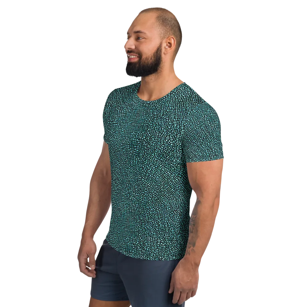 Aqua Shatter on Men's Athletic T-Shirt — Left