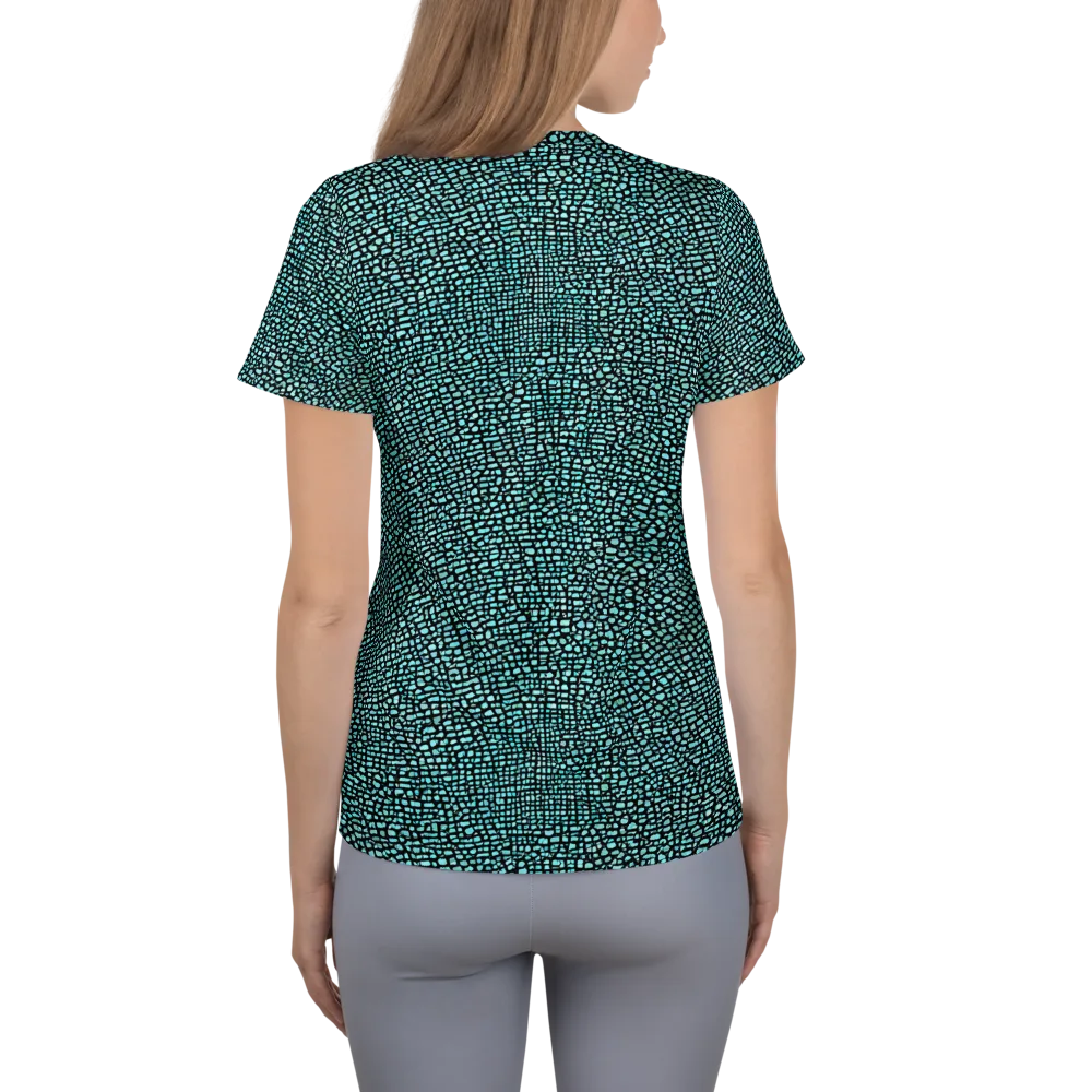 Aqua Shatter on Women's Athletic T-Shirt — Back