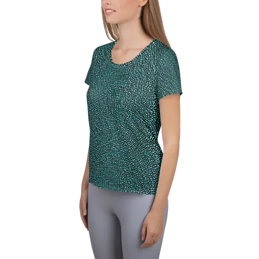 Aqua Shatter on a Women's Athletic T-Shirt