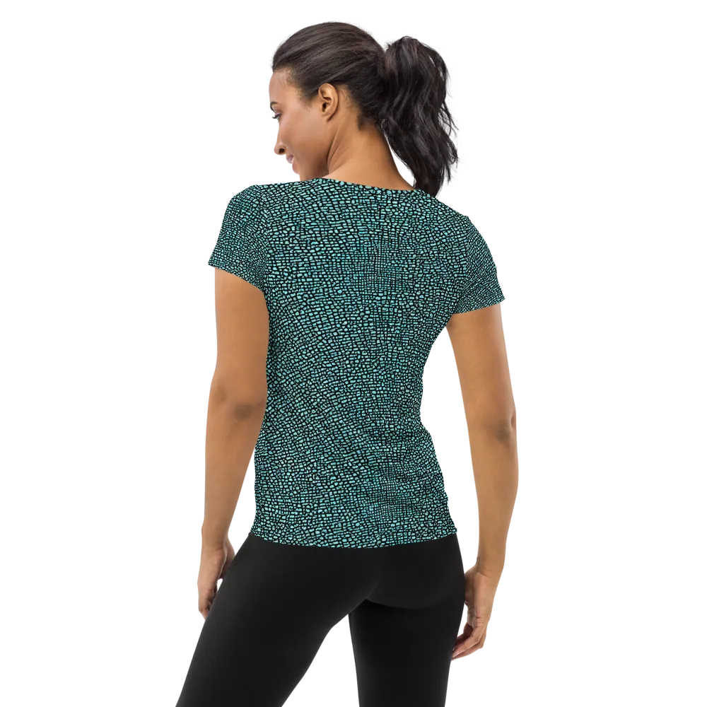 Aqua Shatter on Women's Athletic T-Shirt — Back