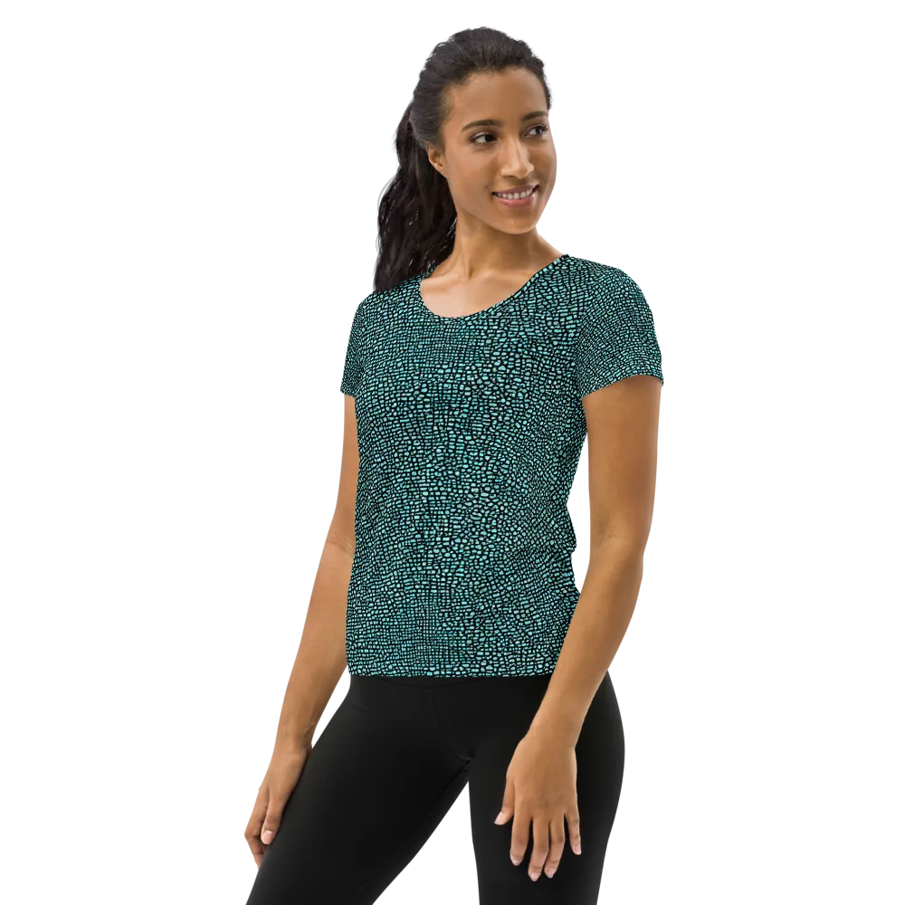 Aqua Shatter on Women's Athletic T-Shirt — Left