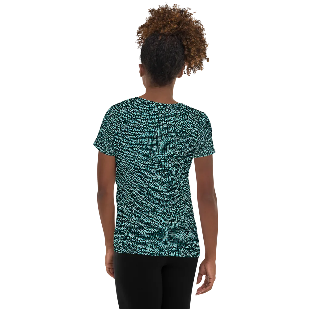 Aqua Shatter on Women's Athletic T-Shirt — Back