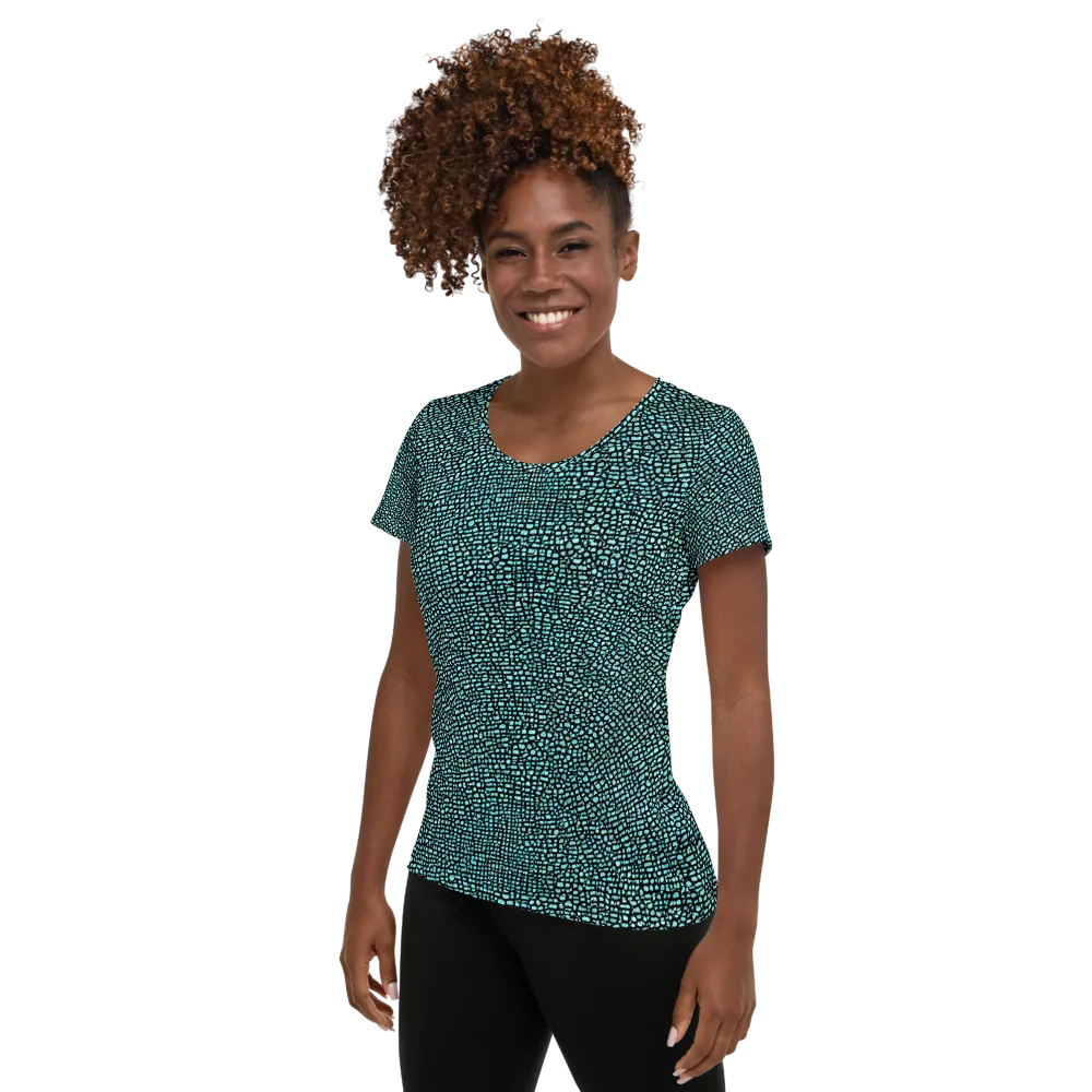 Aqua Shatter on Women's Athletic T-Shirt — Left