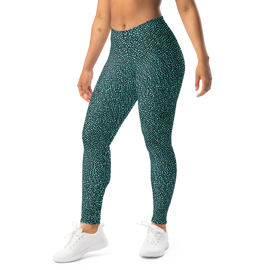 Aqua Shatter on Leggings — Left Front