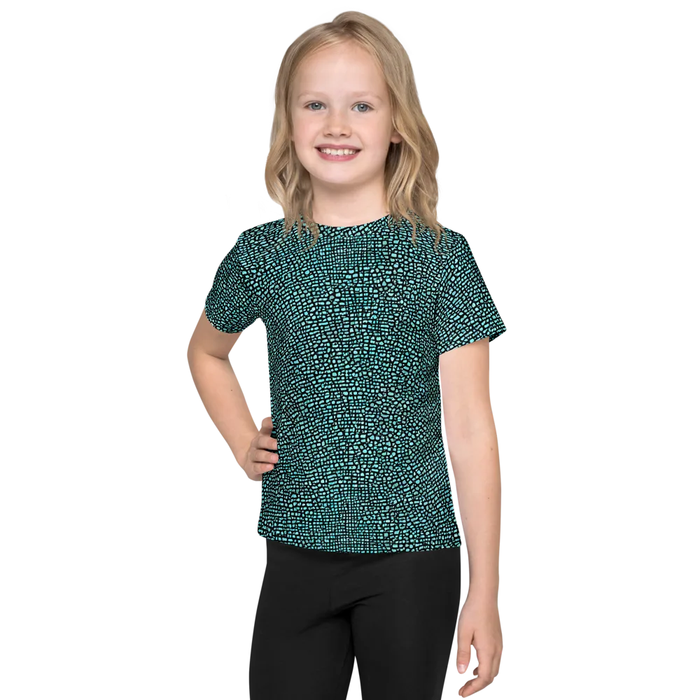Aqua Shatter on Kids Crew Neck T-Shirt — Front