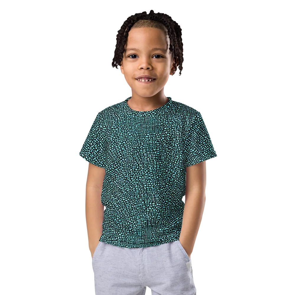 Aqua Shatter on Kids Crew Neck T-Shirt — Front