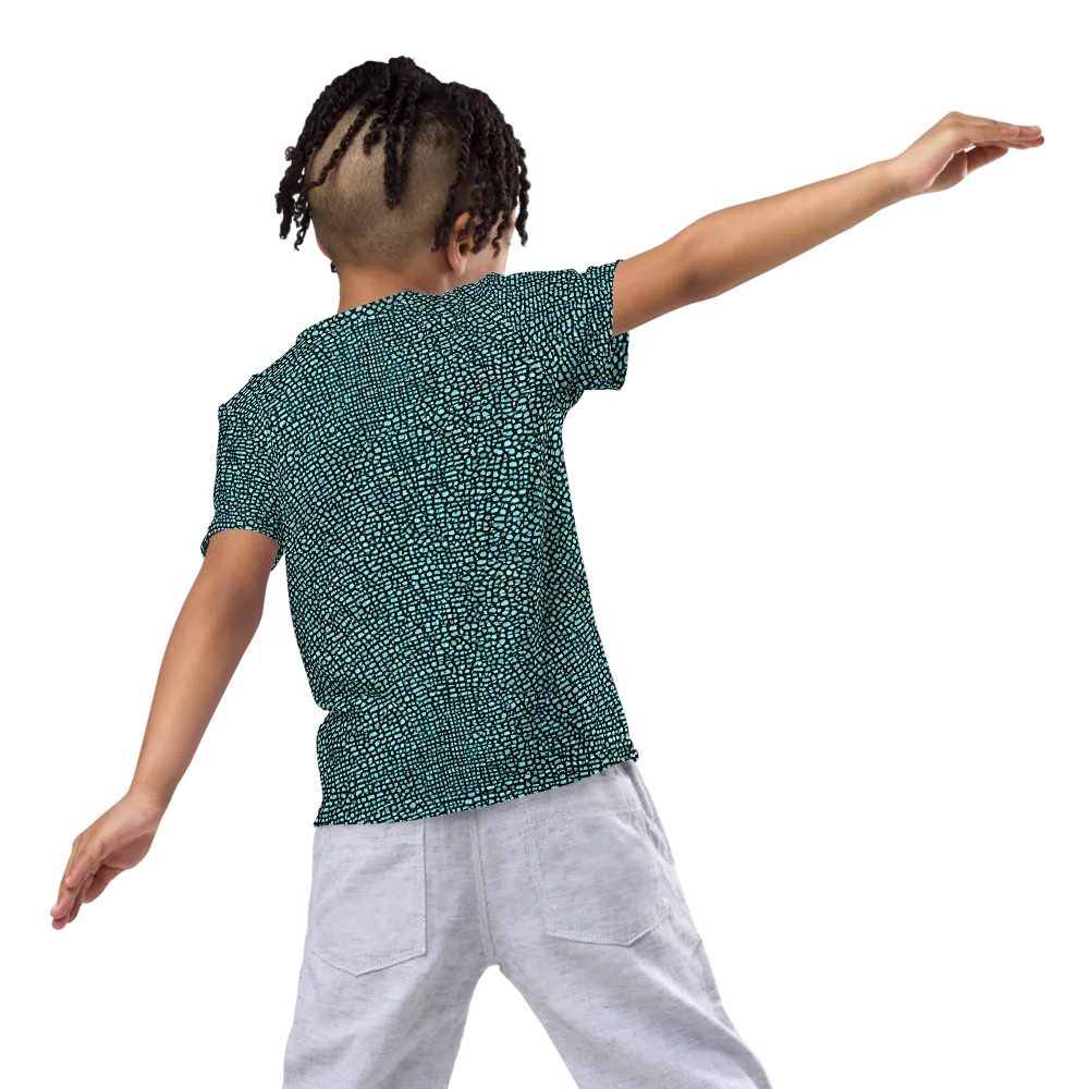 Aqua Shatter on Kids Crew Neck T-Shirt — Back