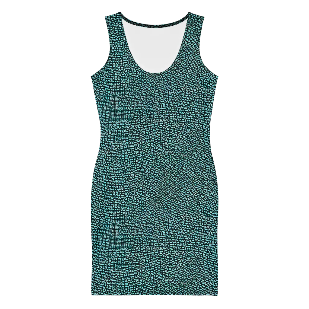 Aqua Shatter on Bodycon Dress — Front