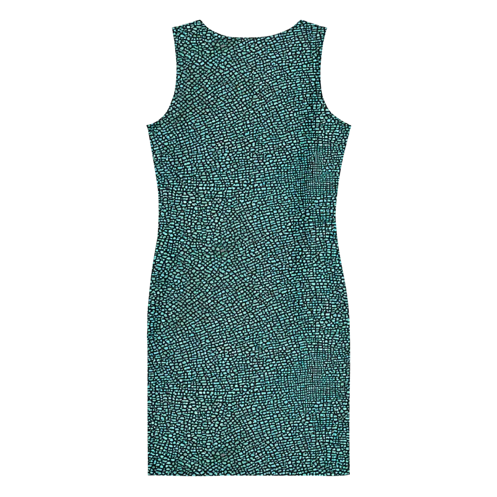 Aqua Shatter on Bodycon Dress — Back