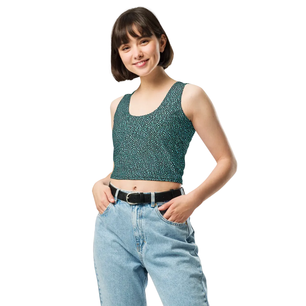 Aqua Shatter on Crop Top — Front