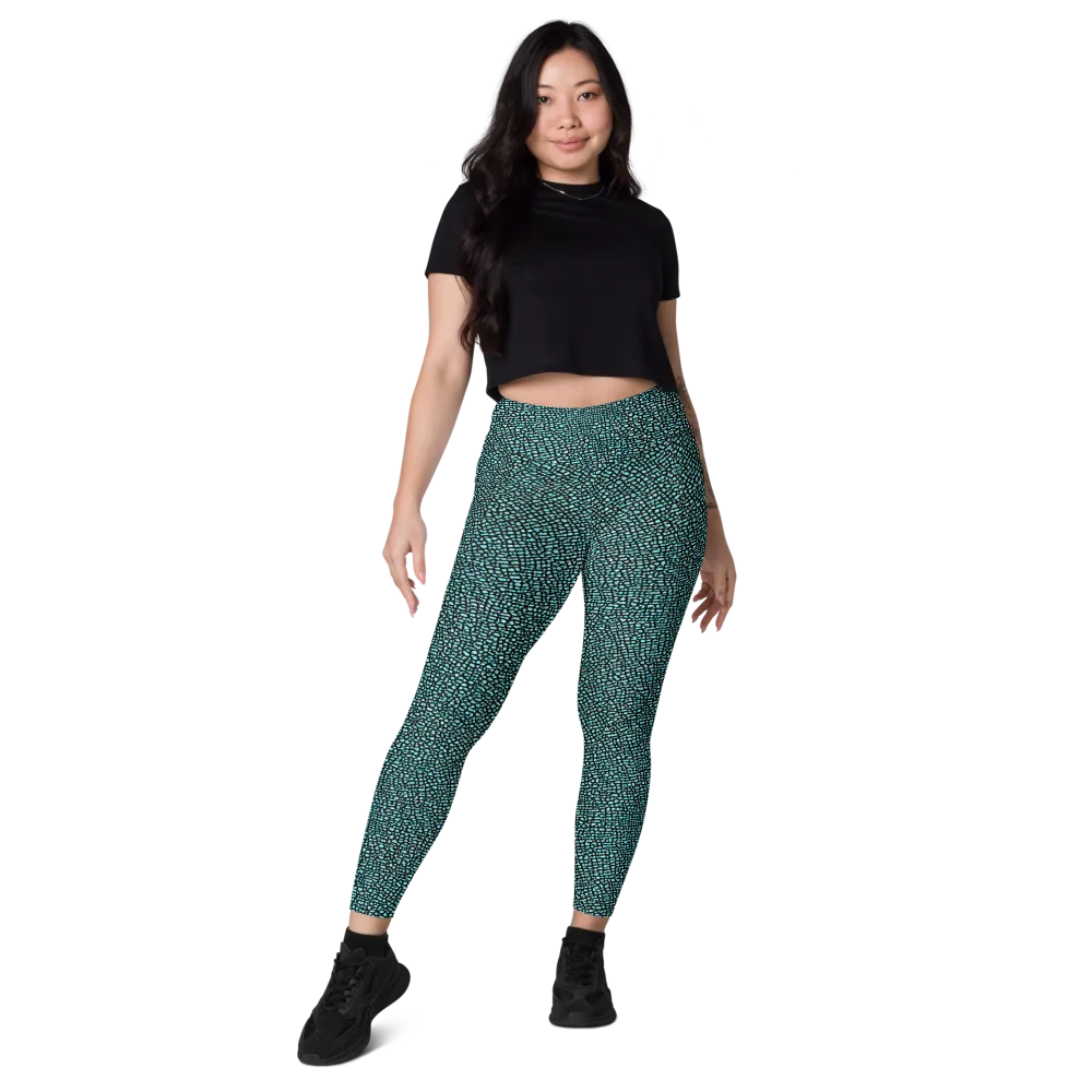 Aqua Shatter on Leggings with Pockets — Front