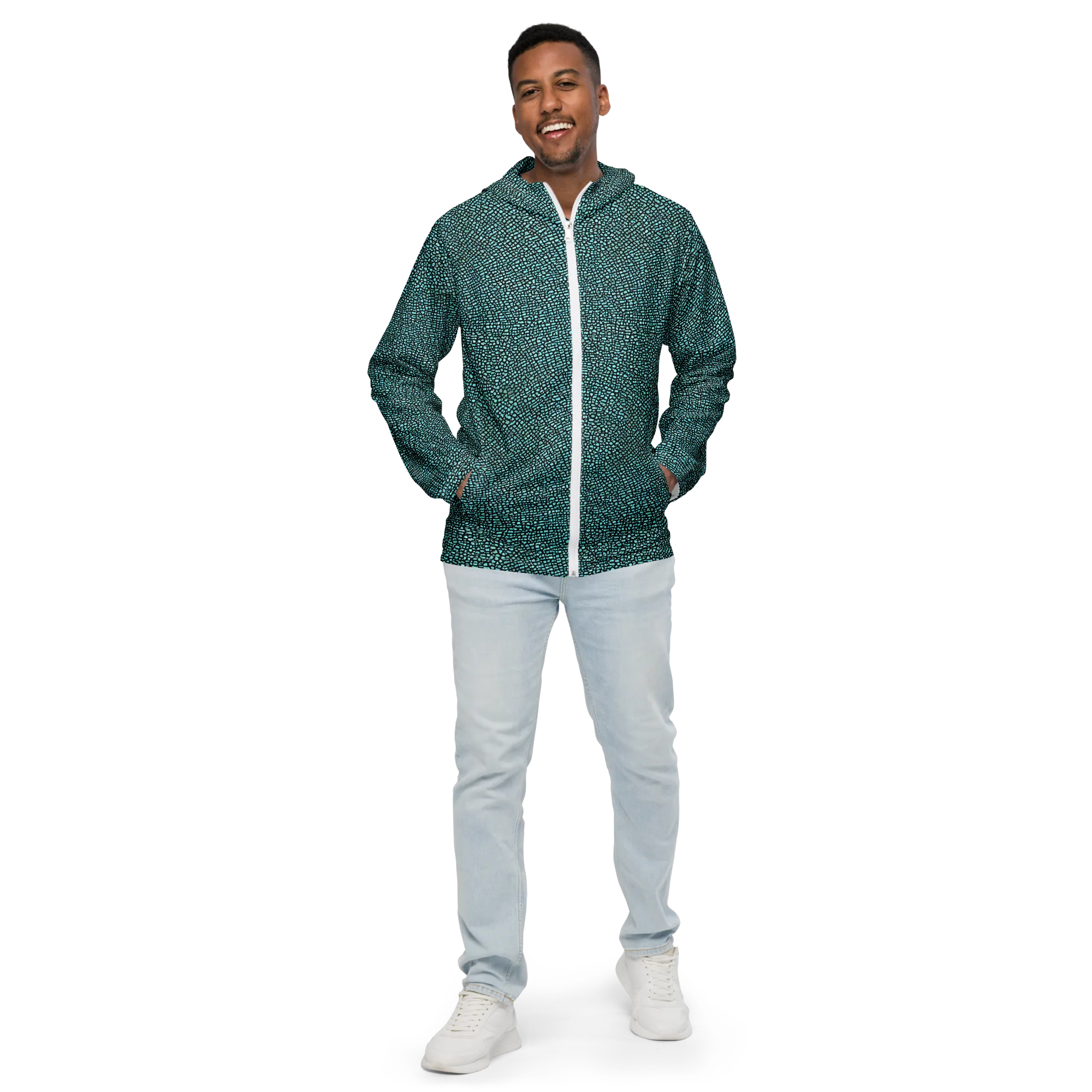 Aqua Shatter on Men's Windbreaker — Front