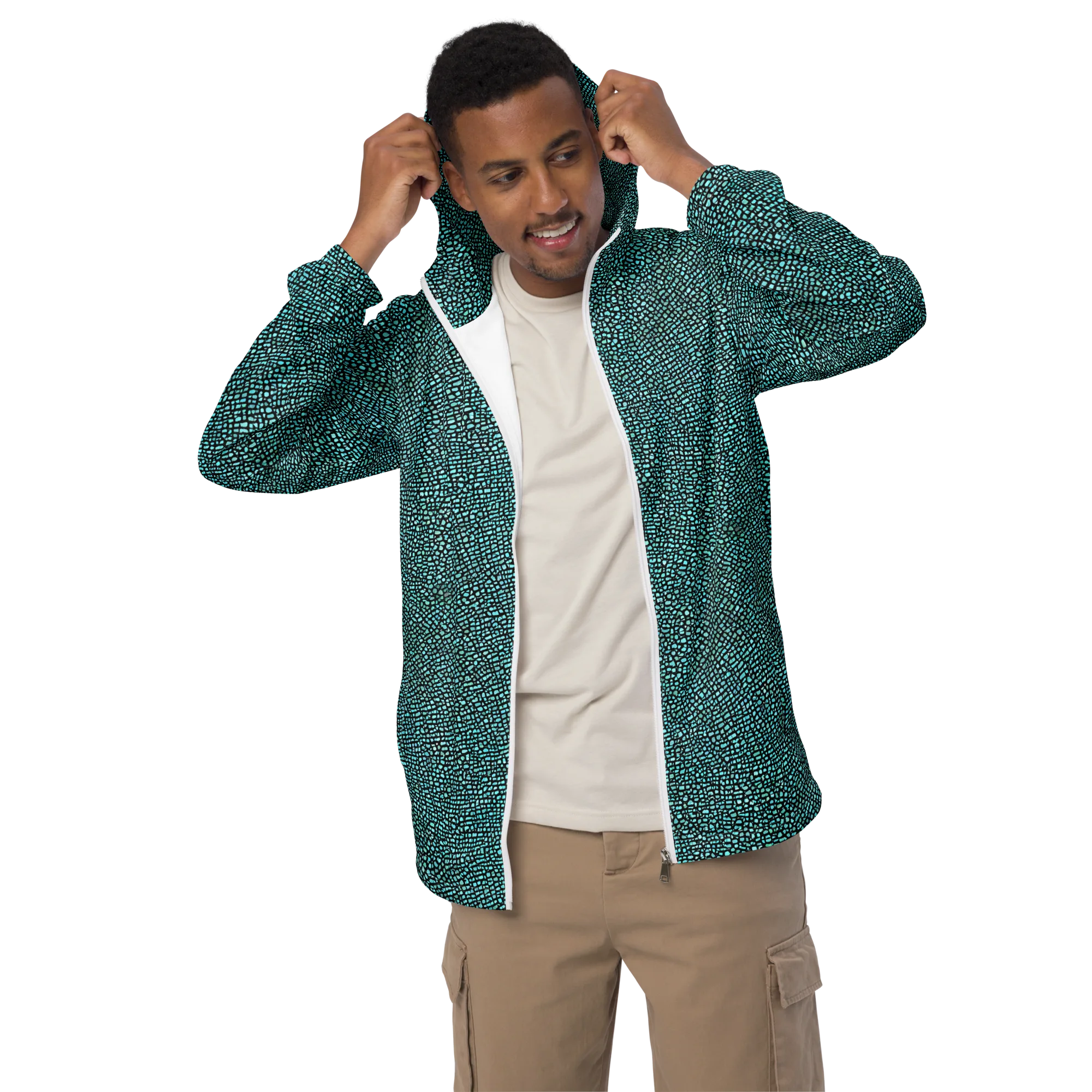 Aqua Shatter on Men's Windbreaker — Front