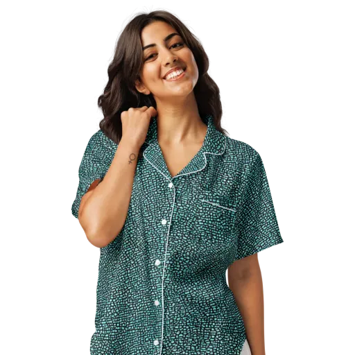 Aqua Shatter on a Women's Short Sleeve Pajama Top
