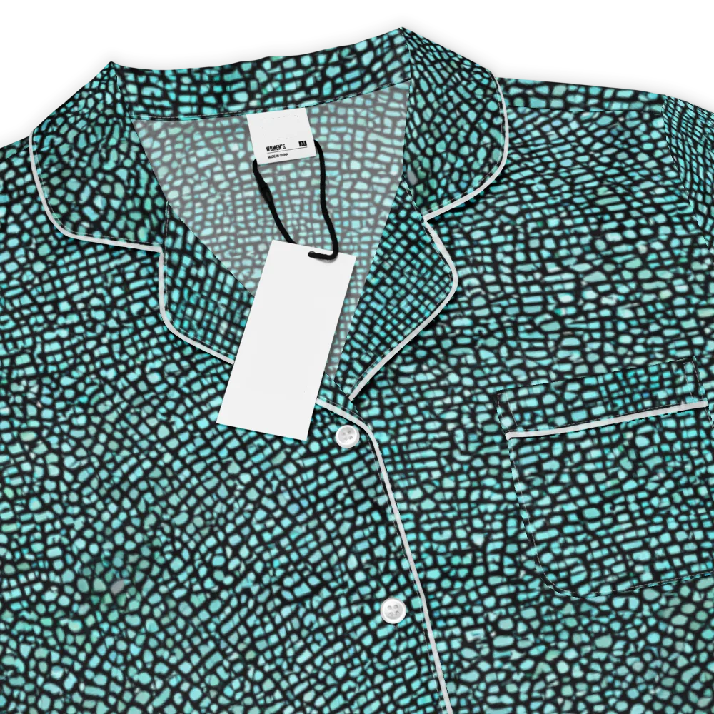 Aqua Shatter on Women's Short Sleeve Pajama Top — Product details