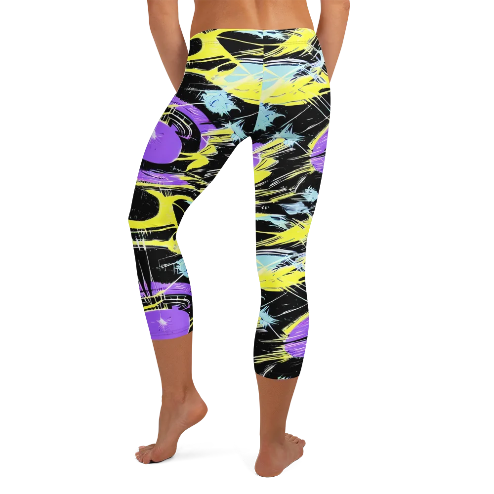 Blacklight Frenzy on Capri Leggings — Back