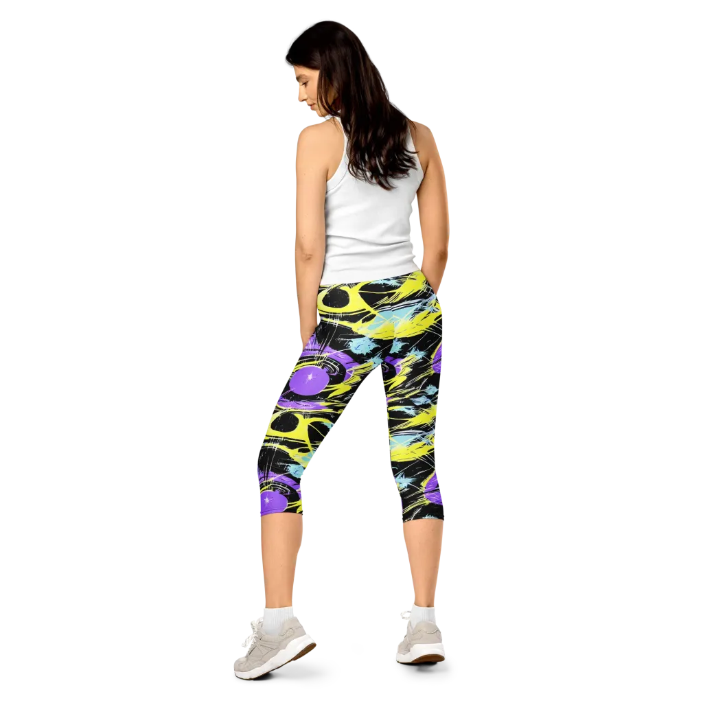 Blacklight Frenzy on Capri Leggings — Back