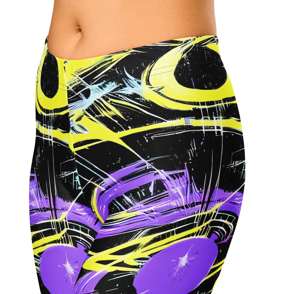 Blacklight Frenzy on Capri Leggings — Zoomed-in