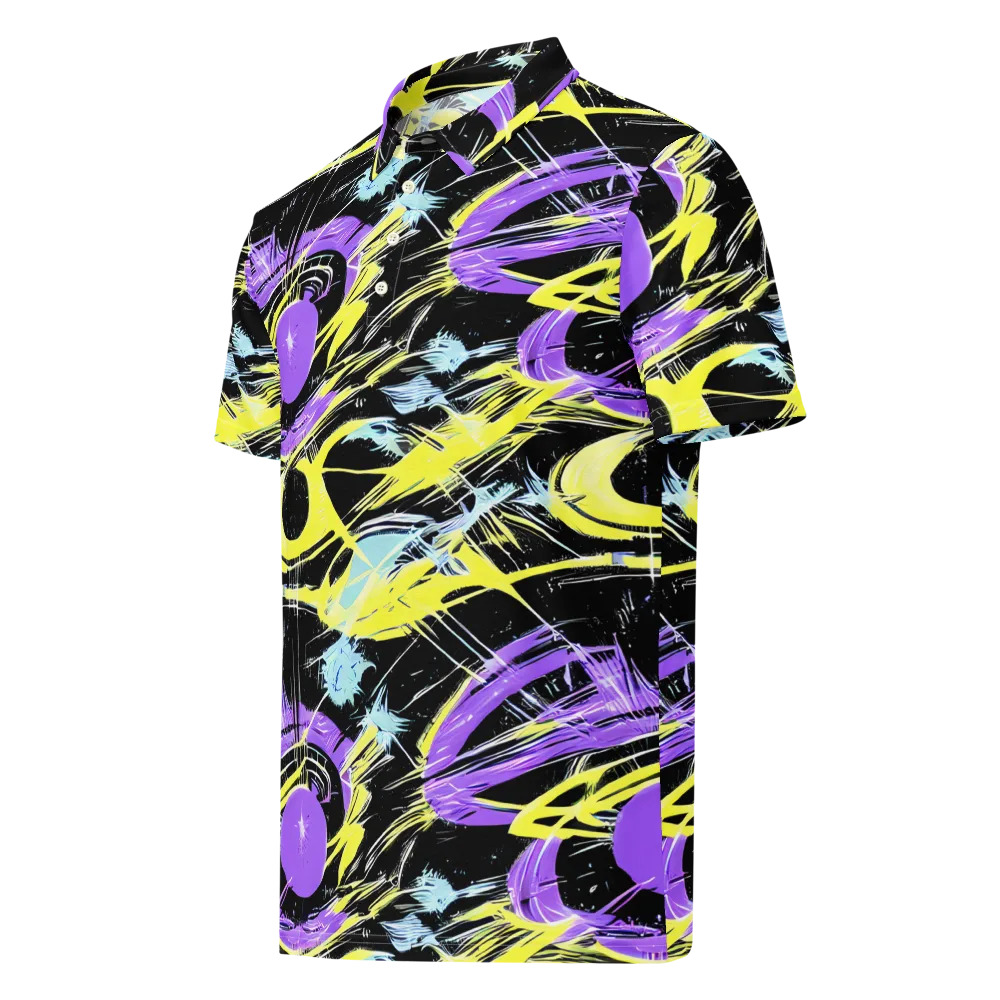 Blacklight Frenzy on Men's Slim Fit Polo Shirt — Left Front