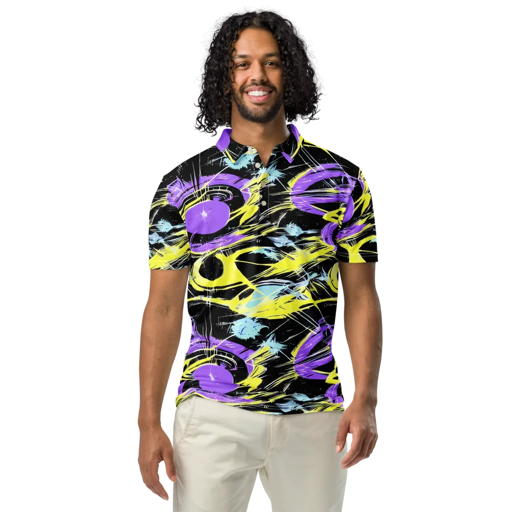 Blacklight Frenzy on Men's Slim Fit Polo Shirt — Front