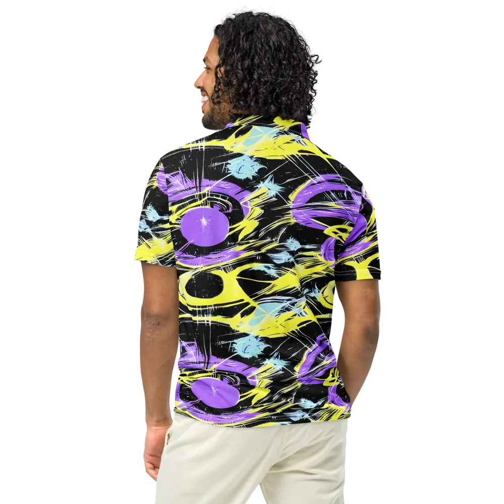 Blacklight Frenzy on Men's Slim Fit Polo Shirt — Back