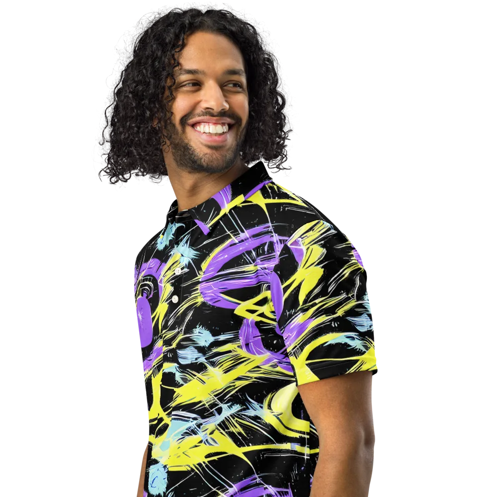 Blacklight Frenzy on Men's Slim Fit Polo Shirt — Left Front