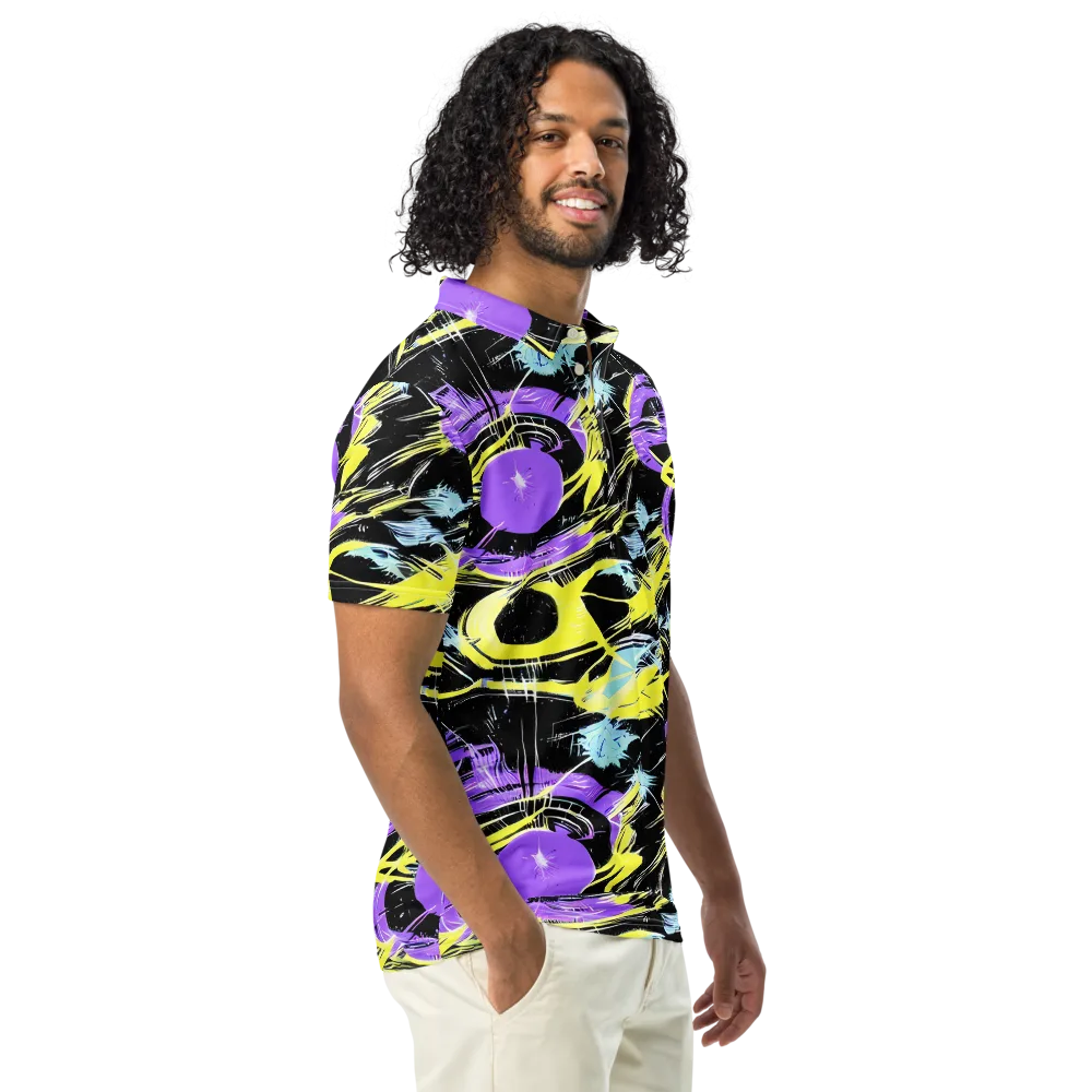 Blacklight Frenzy on Men's Slim Fit Polo Shirt — Right Front