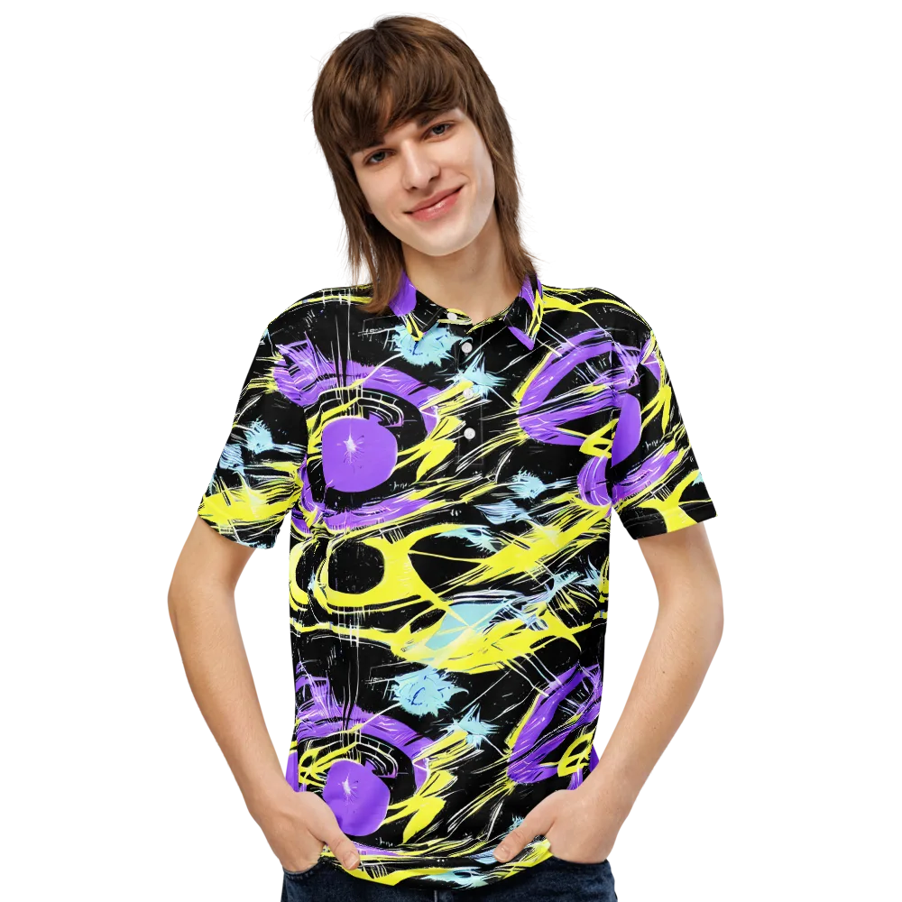 Blacklight Frenzy on Men's Slim Fit Polo Shirt — Front
