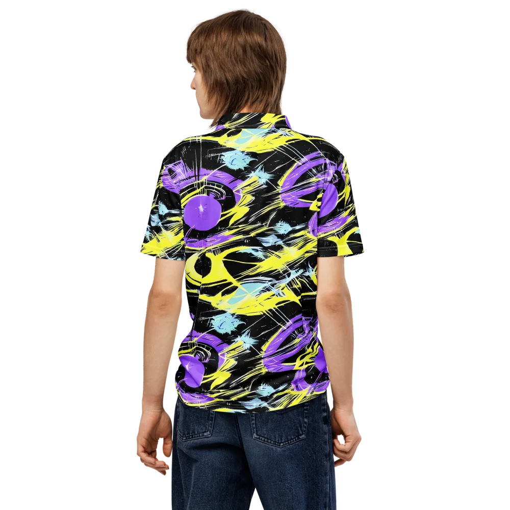 Blacklight Frenzy on Men's Slim Fit Polo Shirt — Back