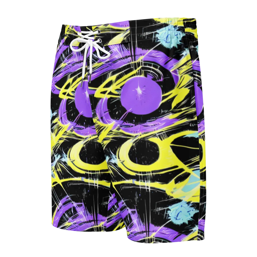 Blacklight Frenzy on Men's Board Shorts — Front