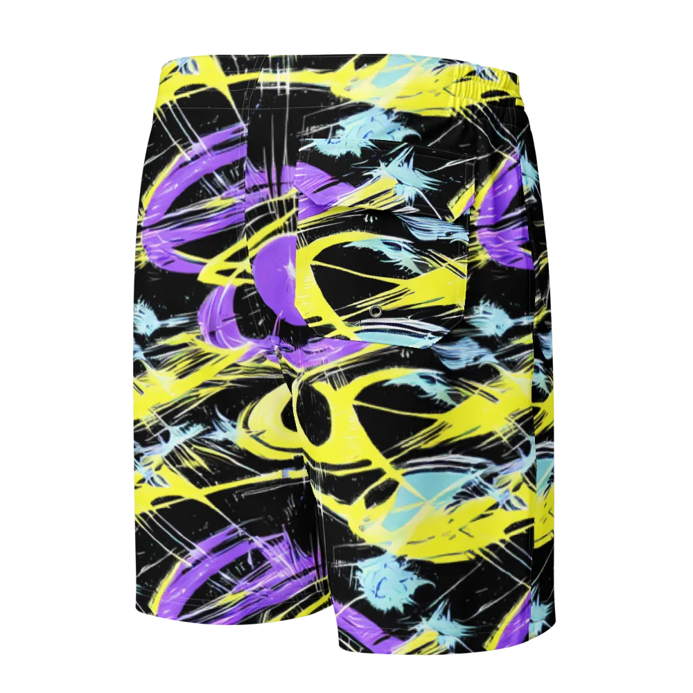 Blacklight Frenzy on Men's Board Shorts — Back