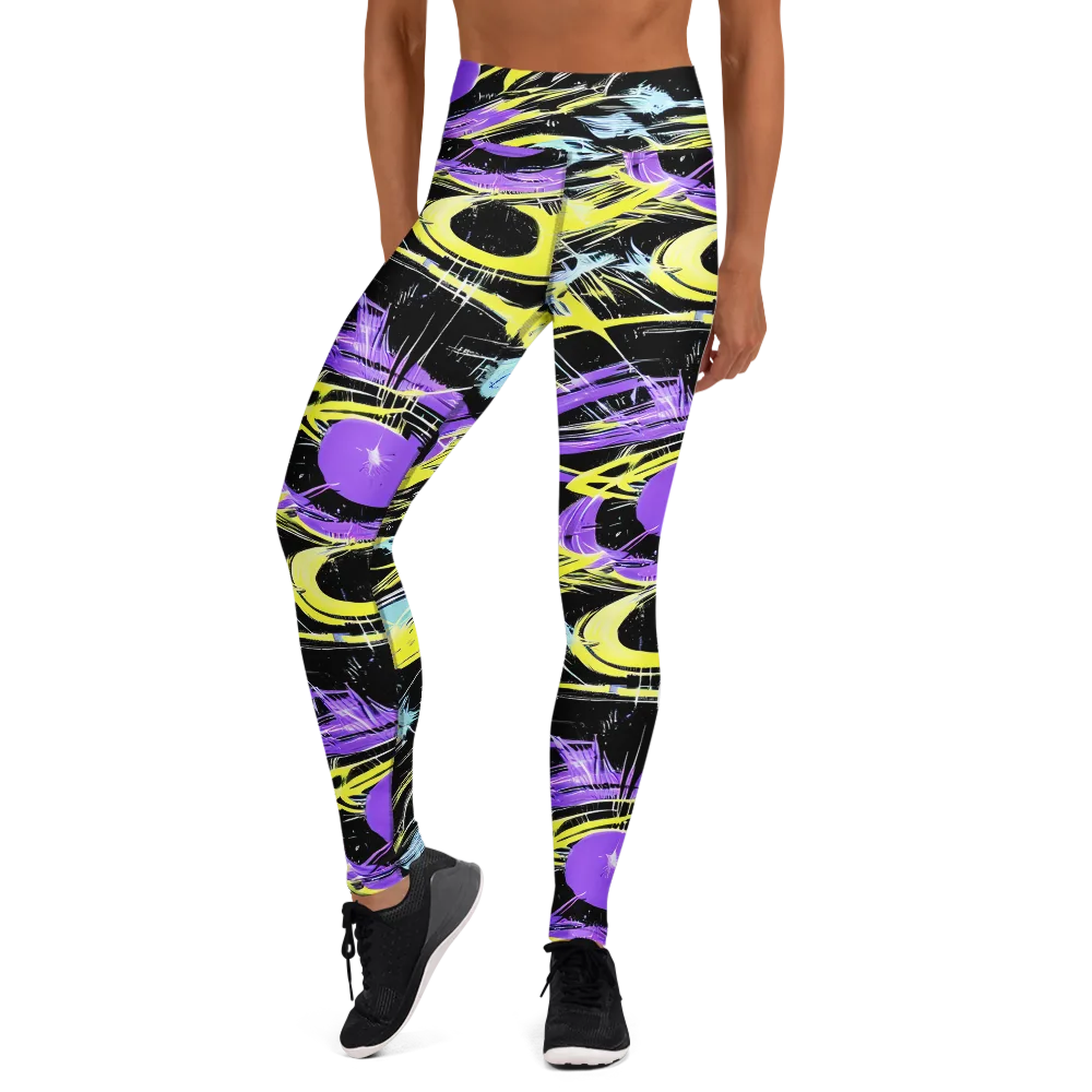 Blacklight Frenzy on Yoga Leggings — Front