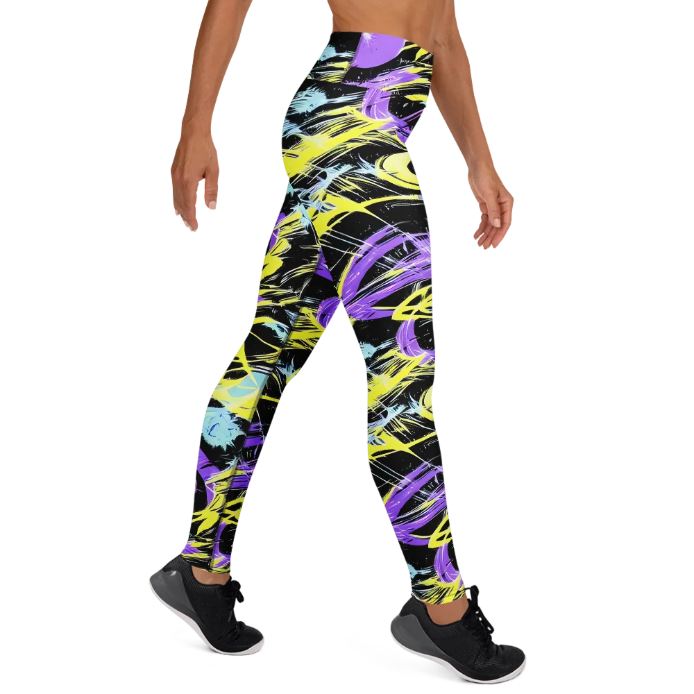 Blacklight Frenzy on Yoga Leggings — Right