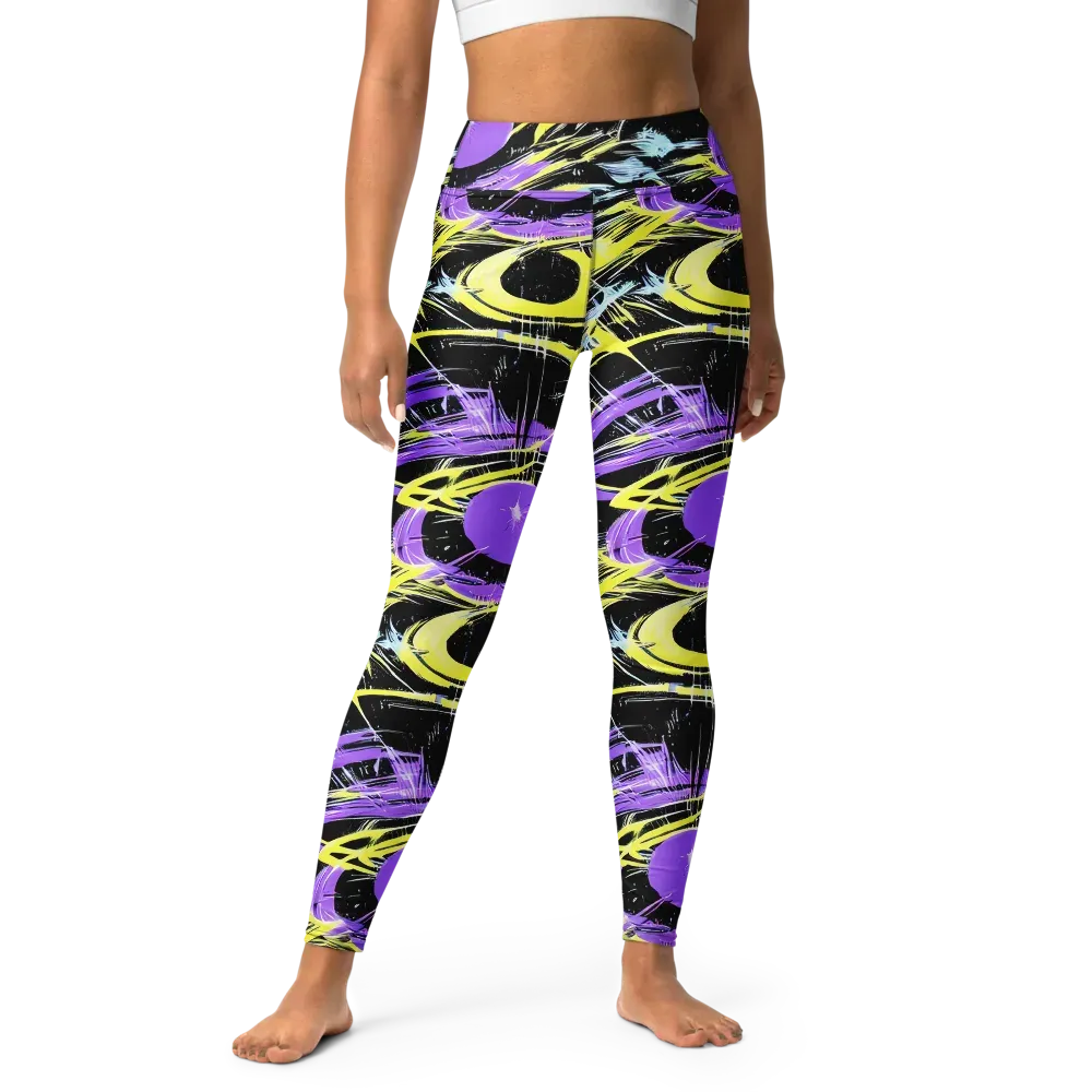 Blacklight Frenzy on Yoga Leggings — Front