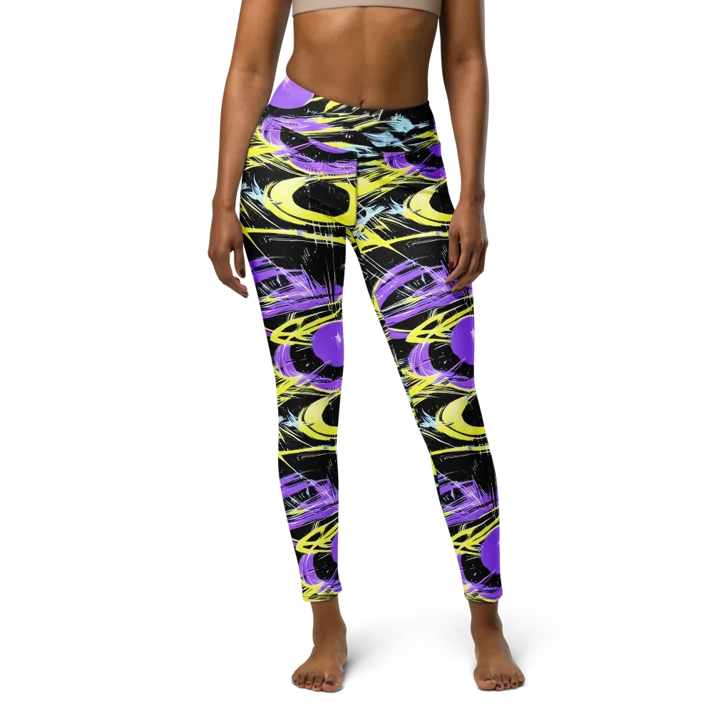 Blacklight Frenzy on Yoga Leggings — Front