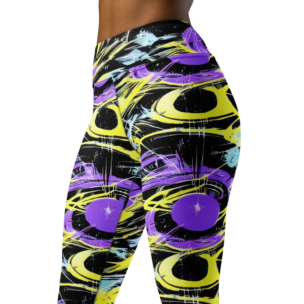 Blacklight Frenzy on Yoga Leggings — Left Front