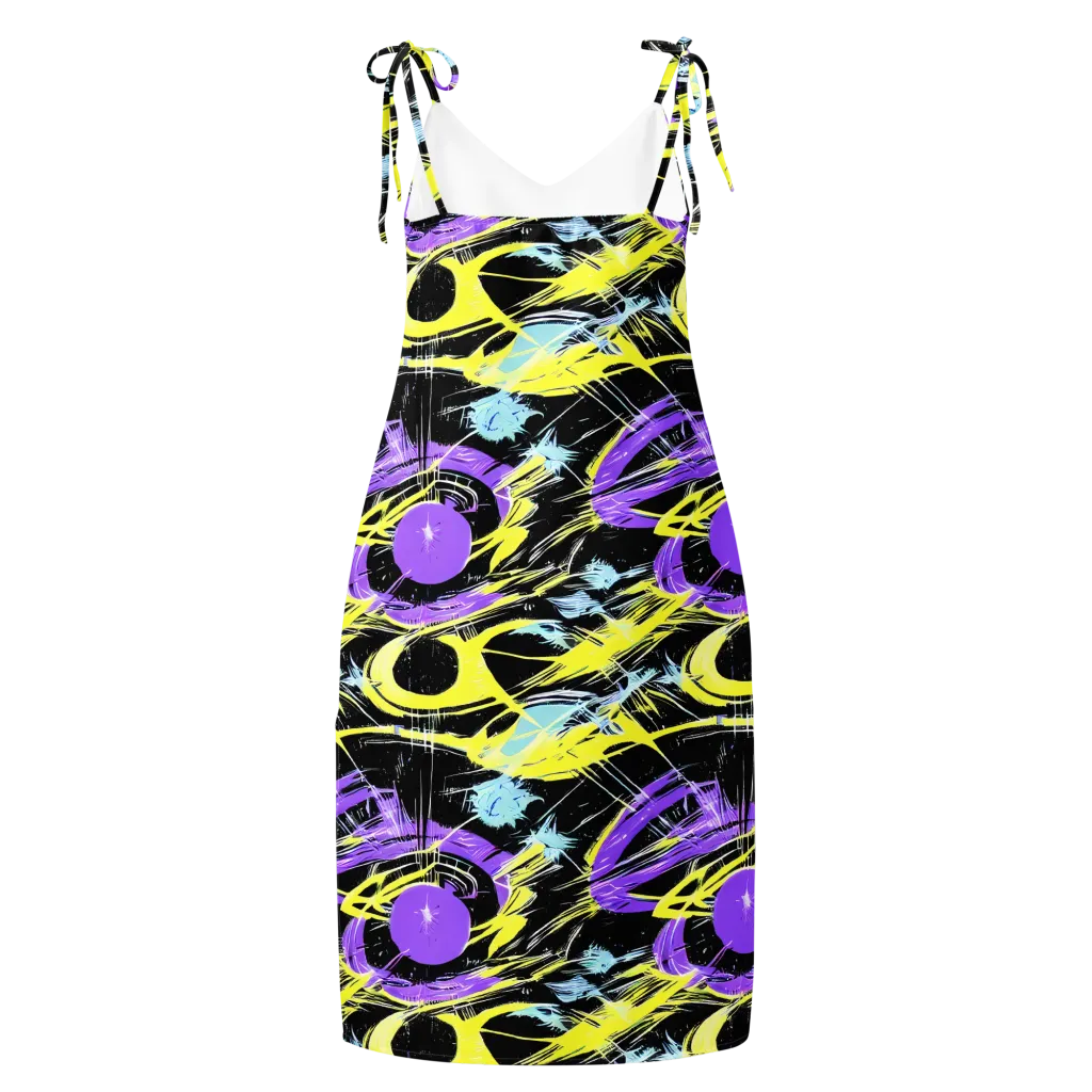 Blacklight Frenzy on Slip Dress — Back