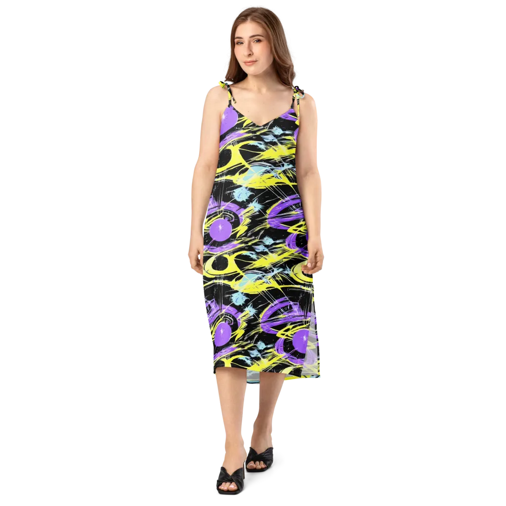 Blacklight Frenzy on Slip Dress — Front