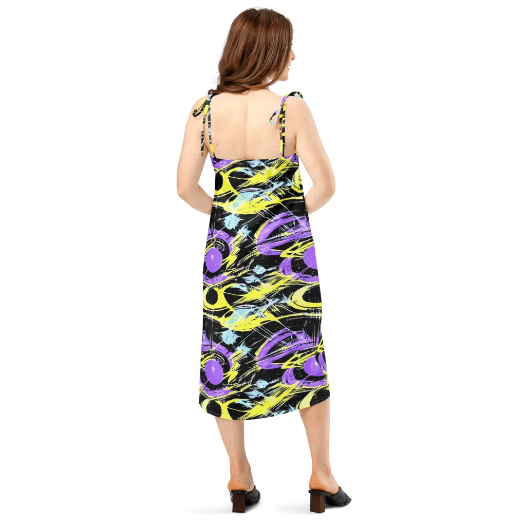 Blacklight Frenzy on Slip Dress — Back