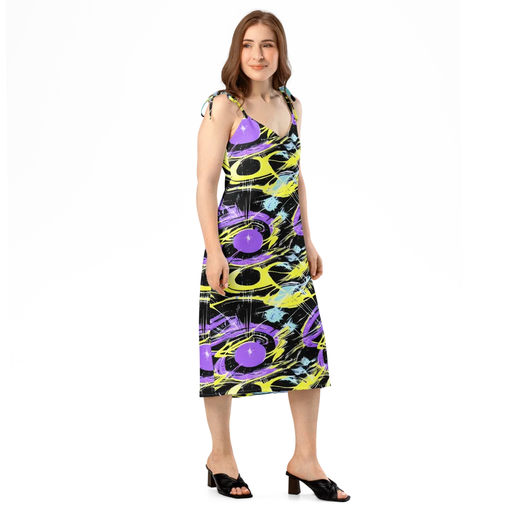 Blacklight Frenzy on Slip Dress — Right Front