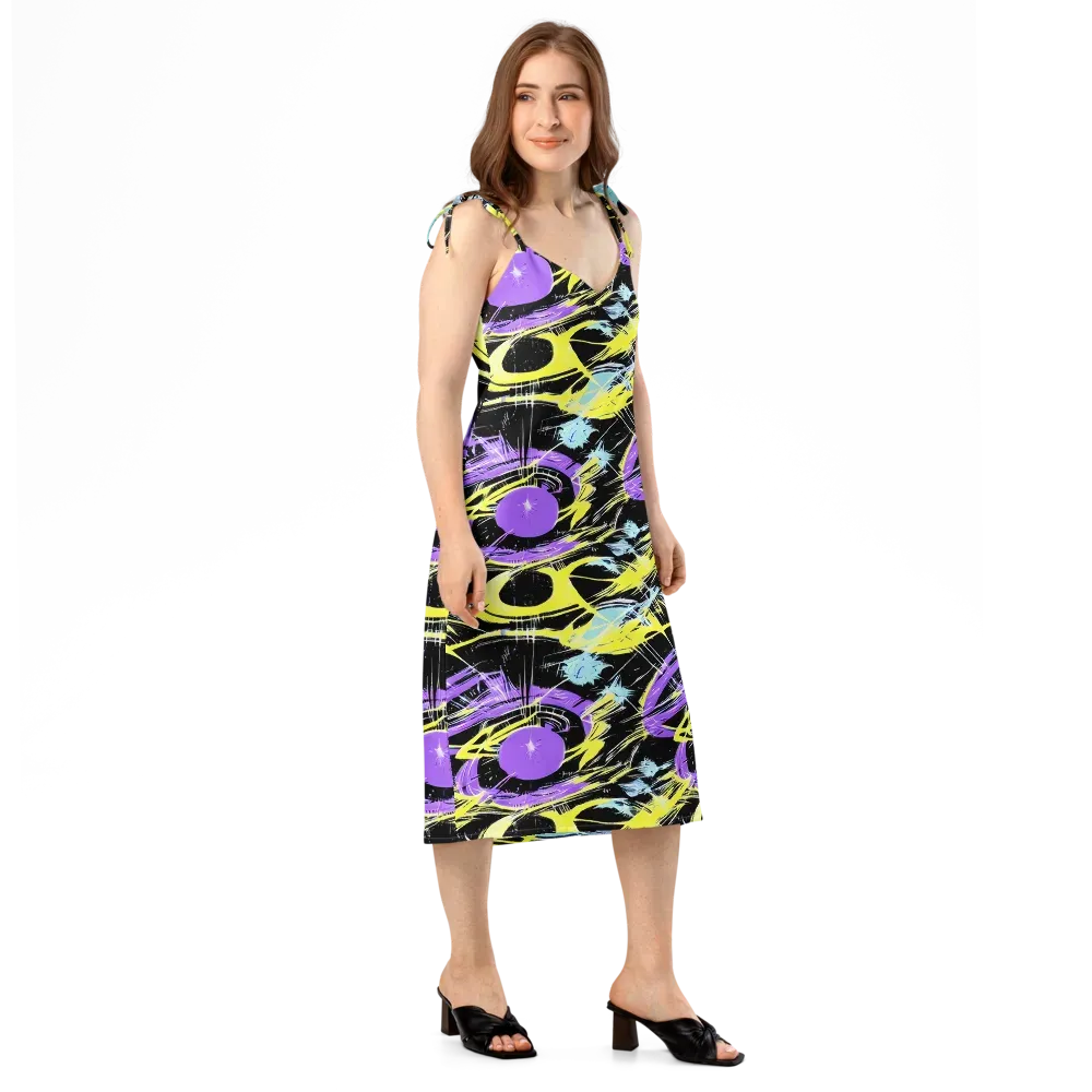 Blacklight Frenzy on Slip Dress — Right Front